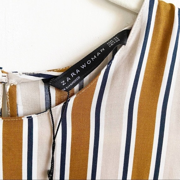 ZARA Asymmetrical Ruffle Striped Top Tunic NWT - Picture 4 of 6